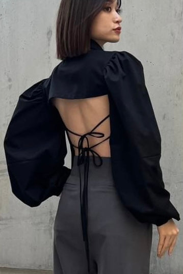 two-way cropped frill blouse